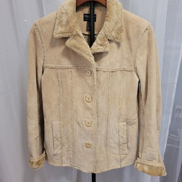 American Eagle Outfitters Jackets & Blazers - Vintage 90s American Eagle Penny Lane Suede Jacket Sherpa Lined Afghan Boho S